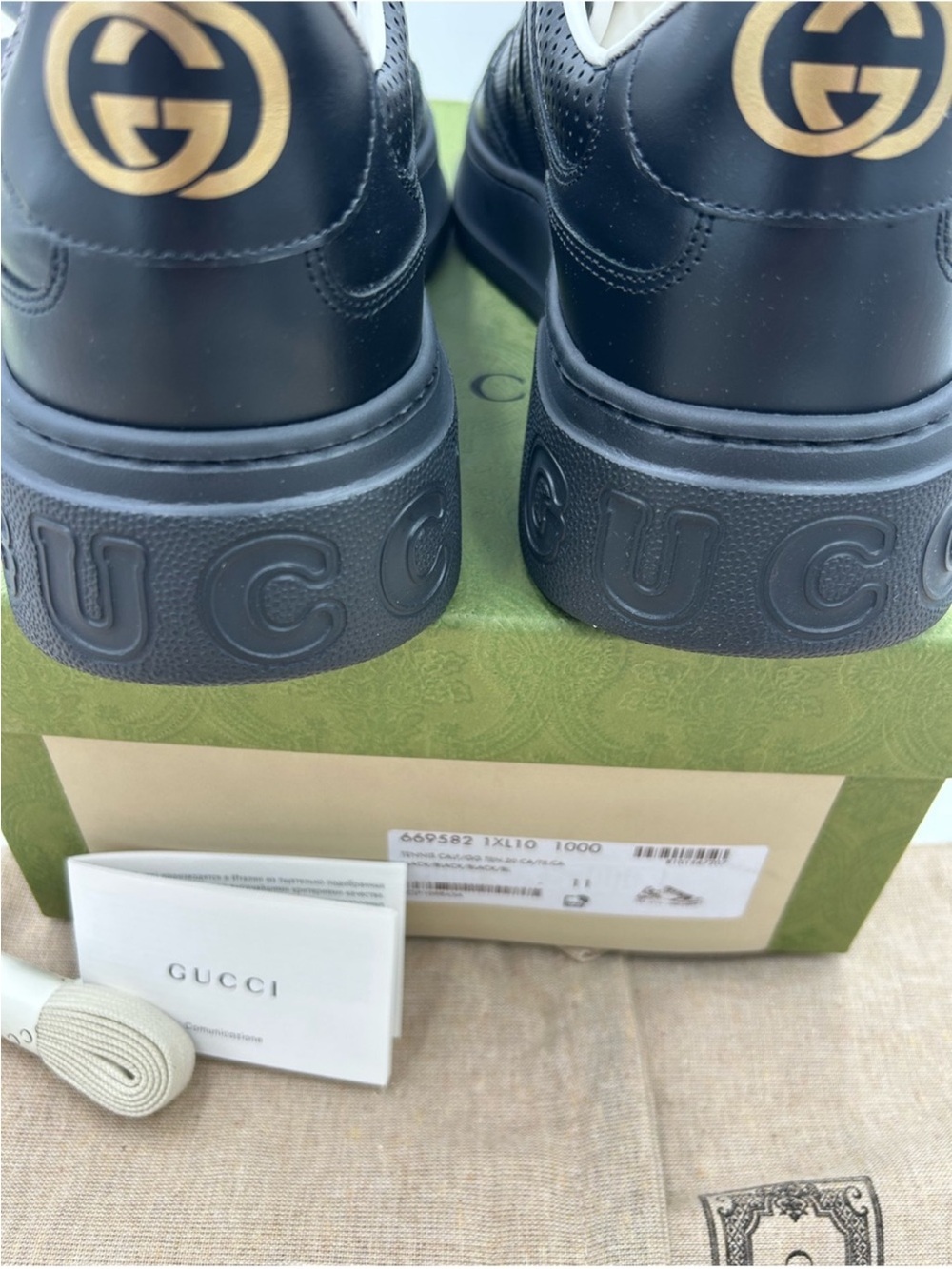 Men’s Gucci GG embossed leather sneakers size 11 fits 11.5 US made in Italy - Picture 8 of 10